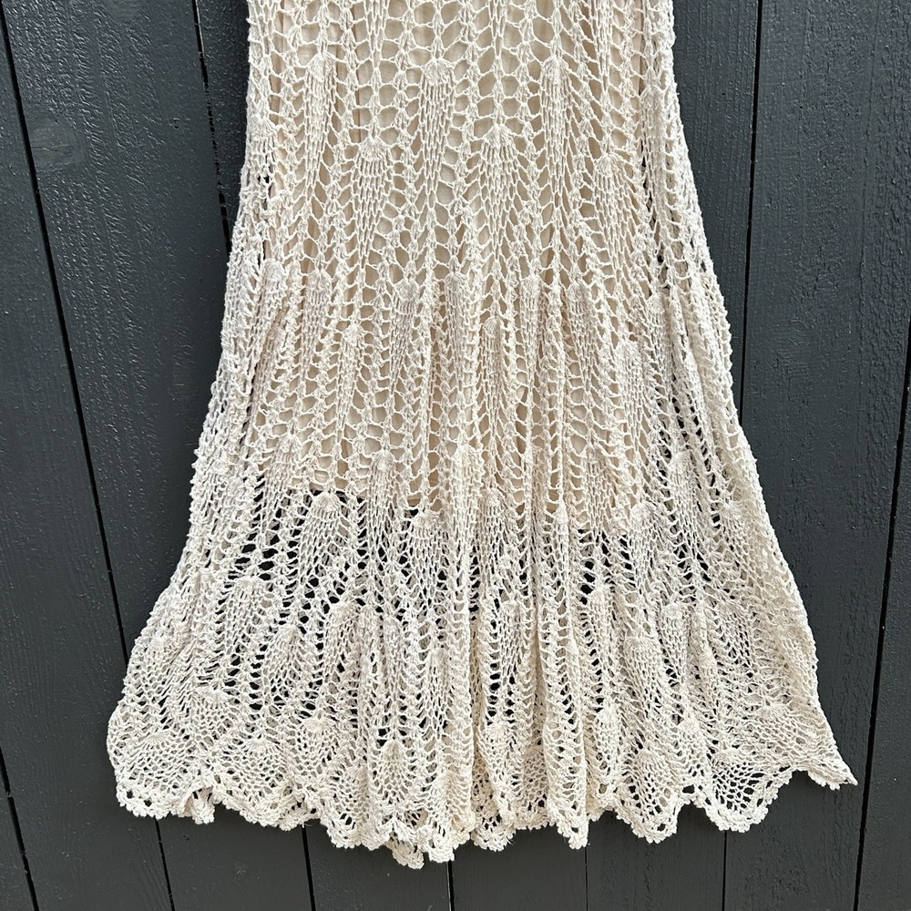 Zara Crochet Boho Fairy Slip Dress Medium Resort Festival Coastal Sheer Midi - Picture 9 of 11